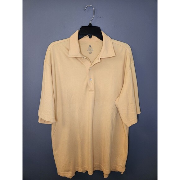 Peter Millar Shirt Men's L‎ Yellow Short Sleeve Polo Golf Sun Washed Mesh - Picture 2 of 5